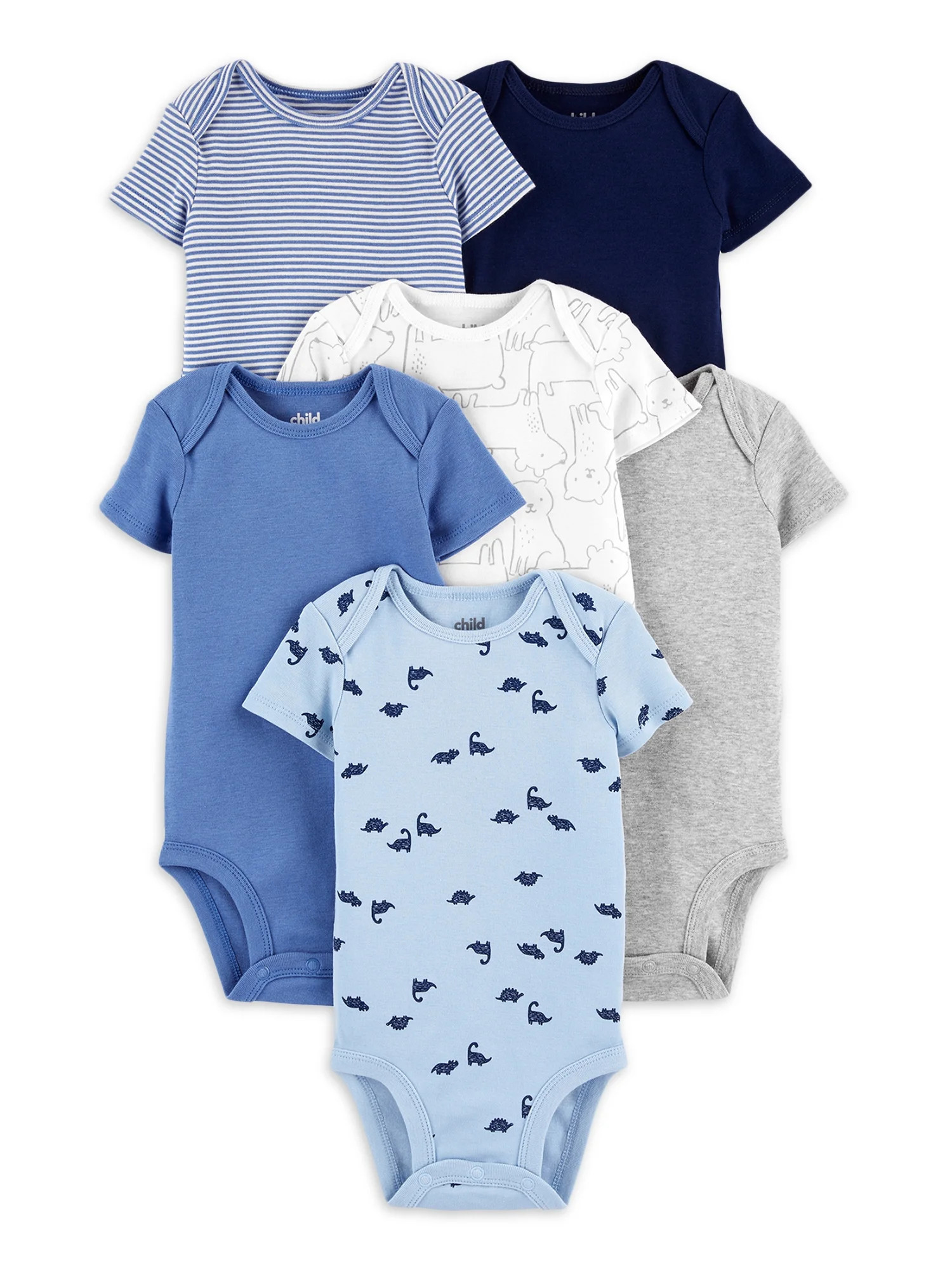 Carter's Child of Mine Baby Boy Short Sleeve Bodysuits, 6-Pack, Sizes Preemie-24 Months | Walmart (US)