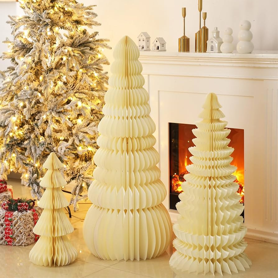 3 PCS Large Honeycomb Christmas Tree - 4ft 3ft 2ft Paper Christmas Folding 3D Home Decorations Se... | Amazon (US)