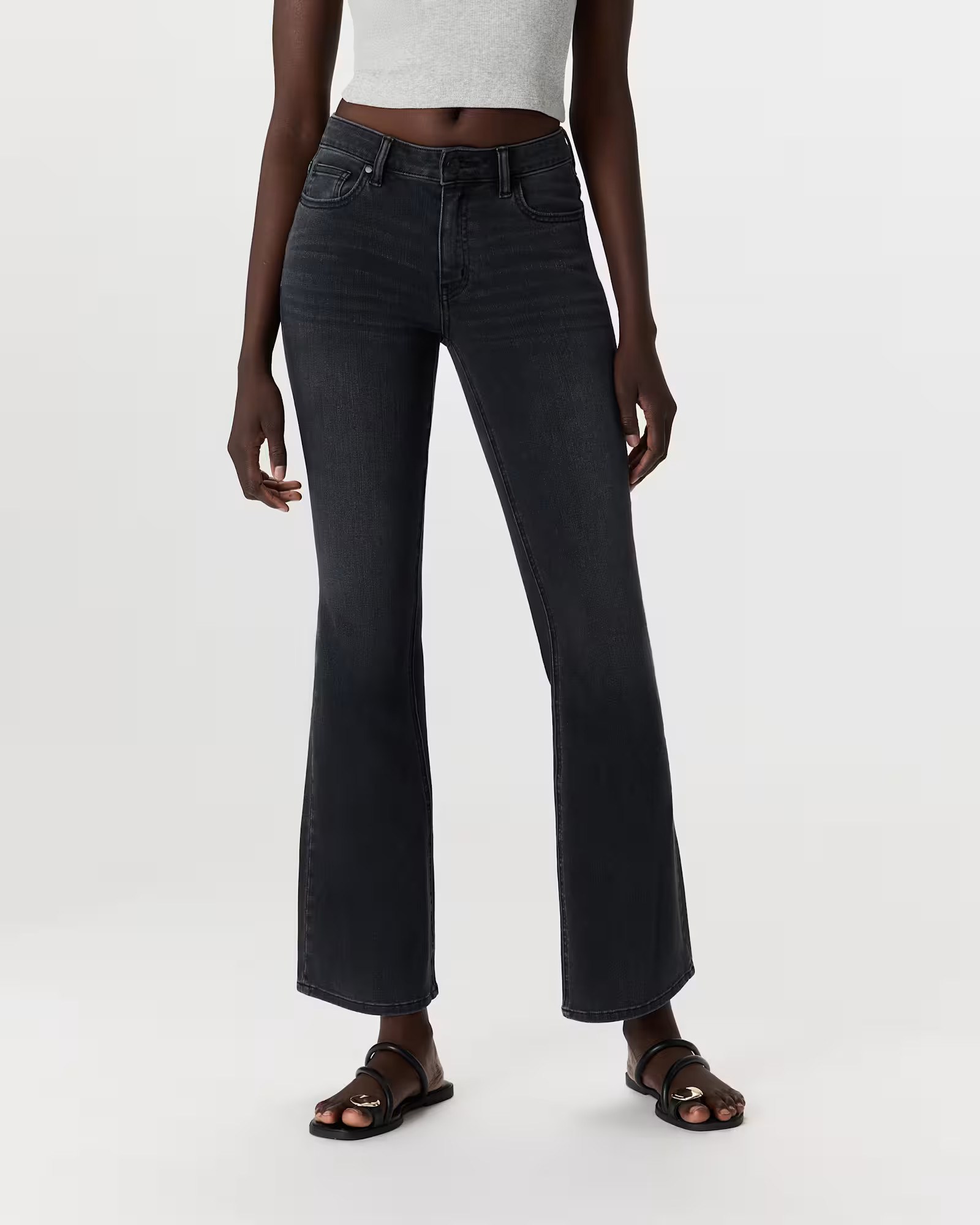 Luna Stretch Flare Jeans in Faded Black | Quince