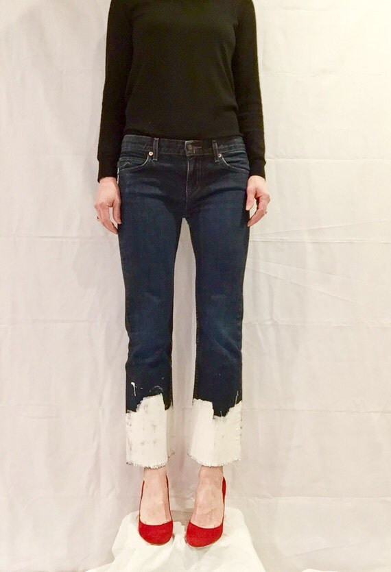 MARZdenim Fringed and Paint dipped Recycled Jeans | Etsy (US)