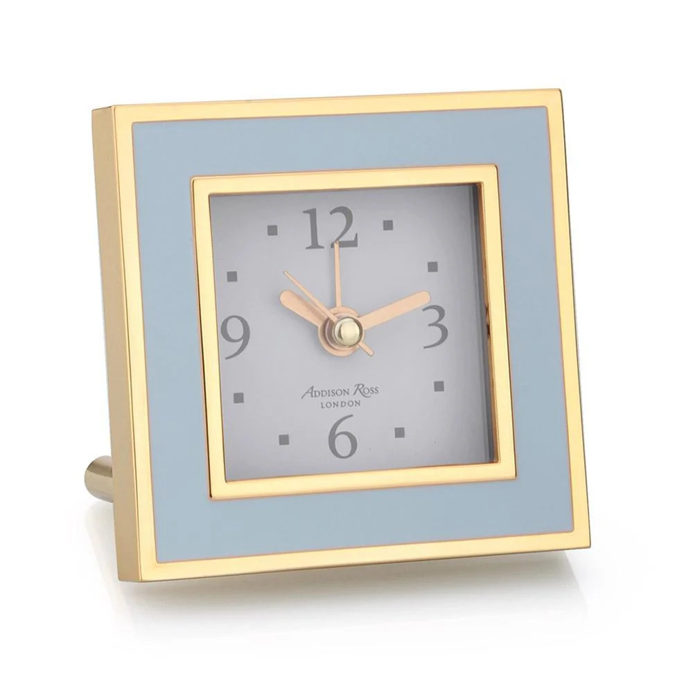 Powder Blue & Gold Square Silent Alarm Clock | Addison Ross US