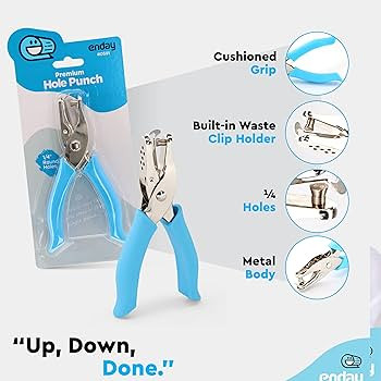Single Hole Punch Metal Blue, 1/4” Hole Puncher with Soft Grip Handles for Paper and Crafts Rou... | Amazon (US)
