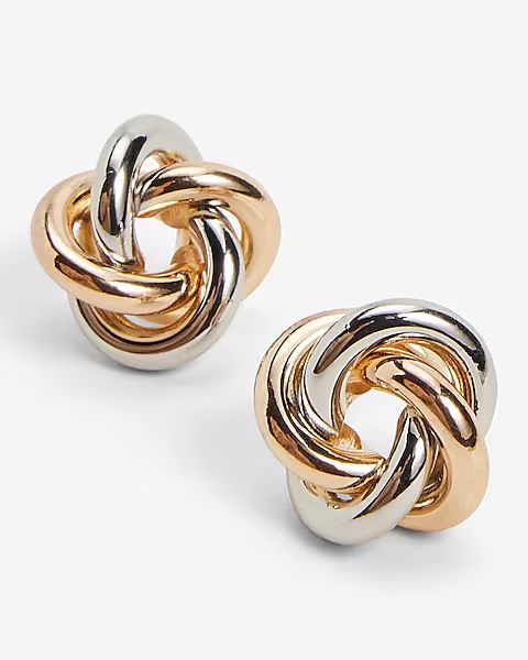 Mixed Metal Knot Stud Earrings | Express