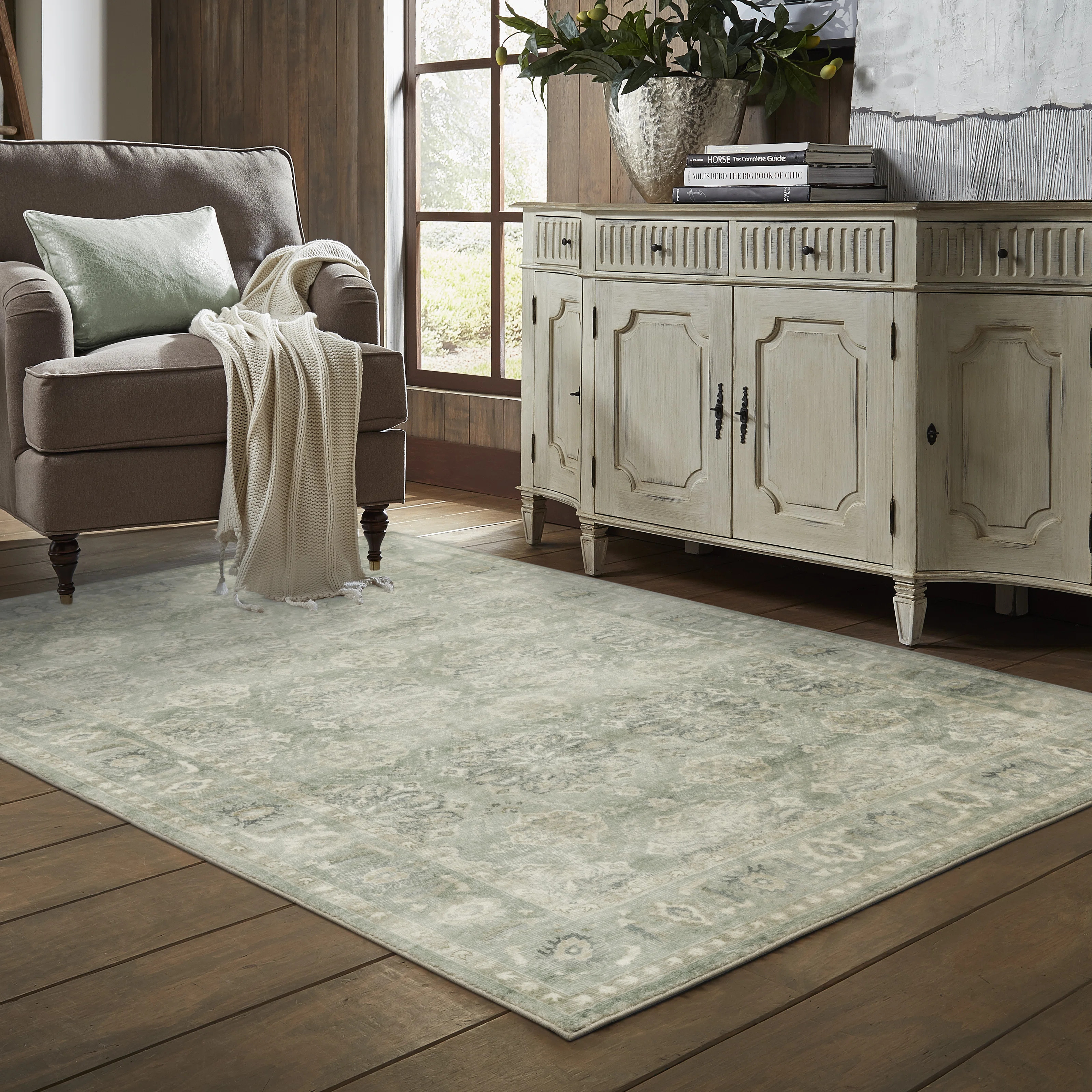 Laurel Foundry Modern Farmhouse® Siclen Oriental Power-Loomed Green/Ivory Area Rug & Reviews | W... | Wayfair North America