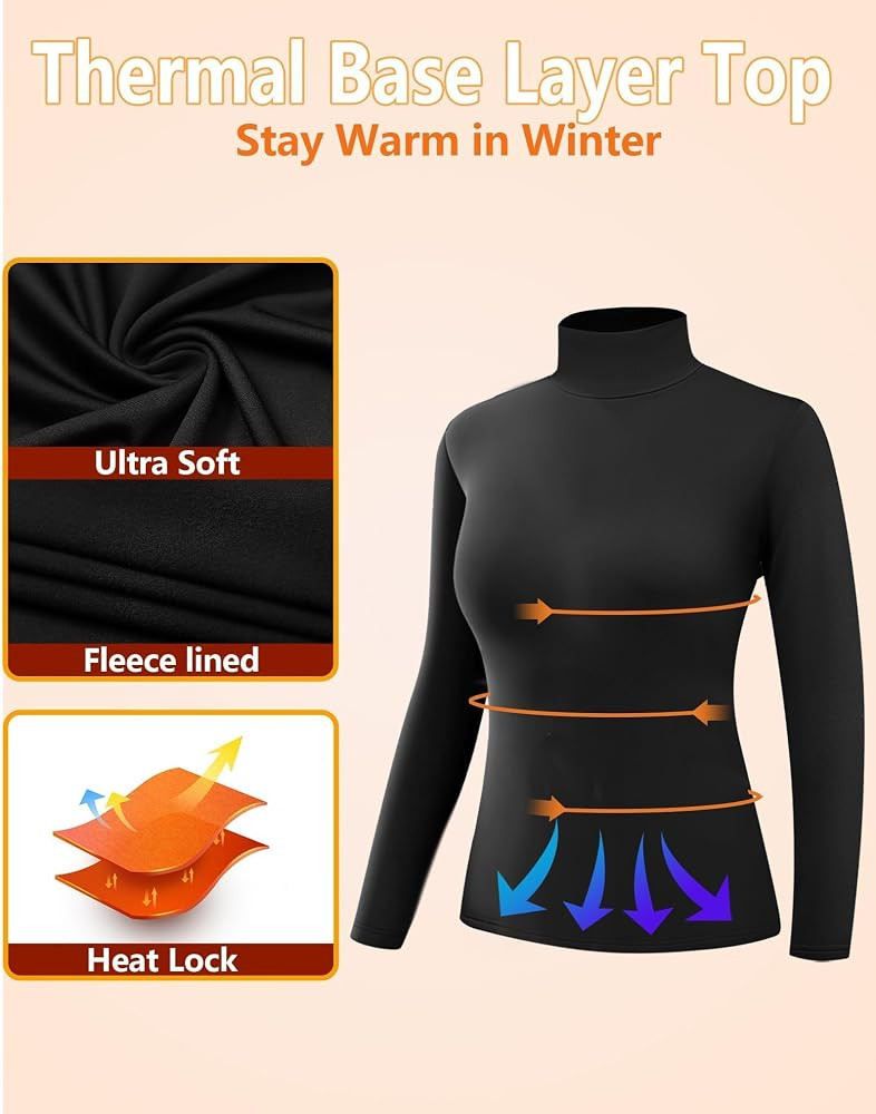 4 Pack Women’s Thermal Turtleneck Shirts, Women Turtle Neck Fleece Lined Compression Long Sleev... | Amazon (US)