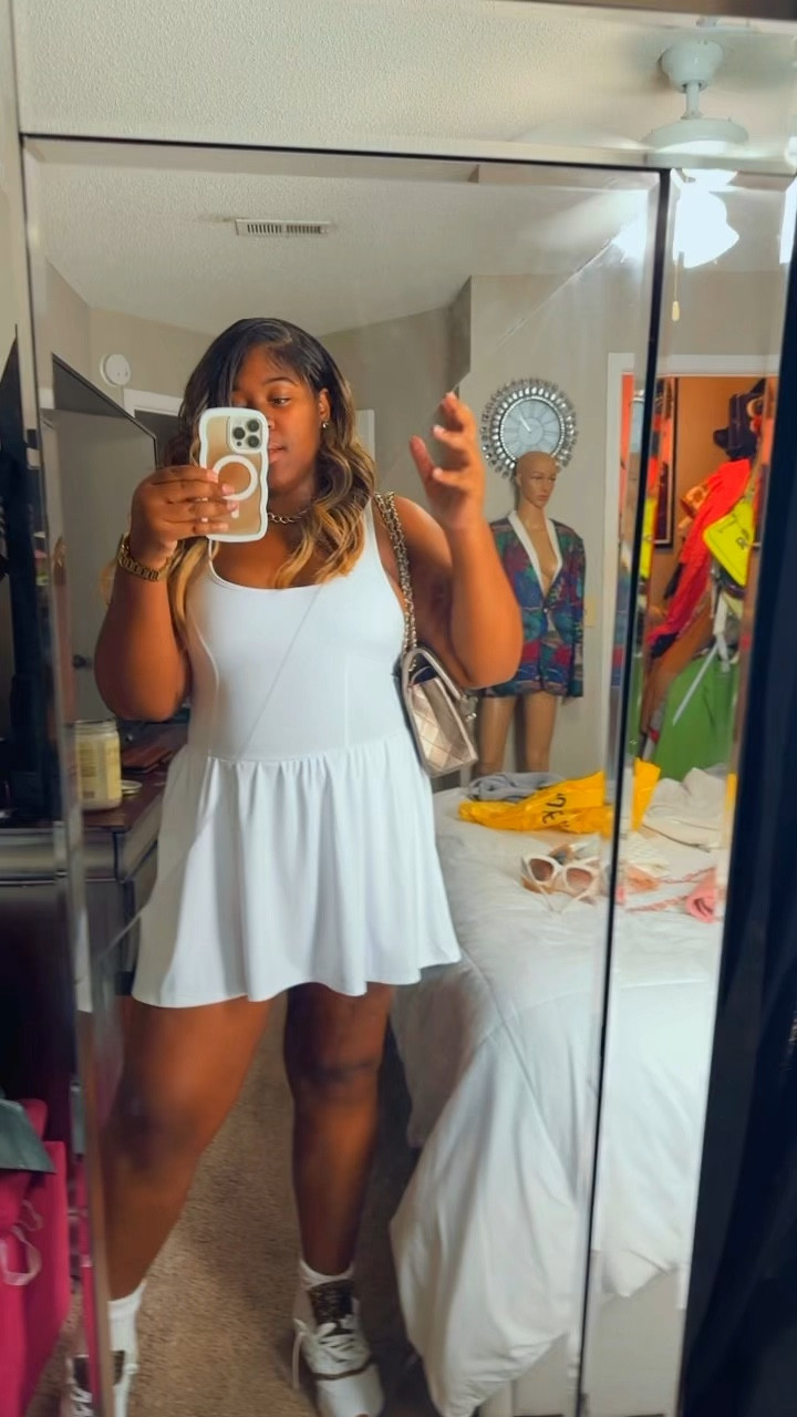The cutest white skort dress. It’s giving let’s play a round of tennis then brunch lol . Love that it’s so comfy even with the shorts built in 

#LTKBacktoSchool #LTKPlusSize #LTKActive