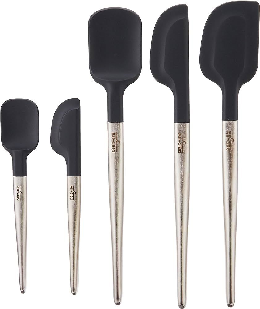 All-Clad Ultimate Silicone 5 piece Spatula Set, Stainless Steel and Black | Amazon (US)