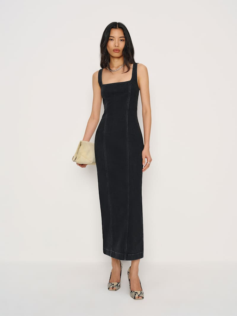 Gladys Super Stretch Denim Midi Dress | Reformation (Global)