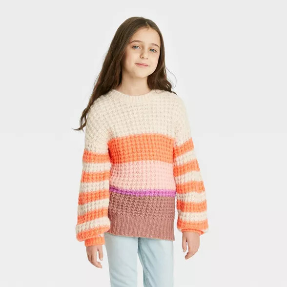 Girls' Colorblock Pullover Sweater - Cat & Jack™ | Target