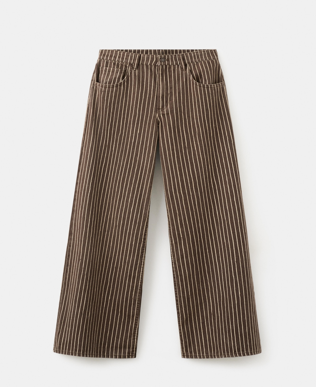 Mango Women's Wide Leg Striped Jeans - Chocolate | Macy's