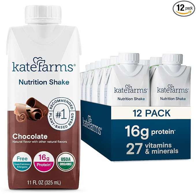 KATE FARMS Organic Nutrition Shake, Chocolate, 16g Protein, 12 Pack | Amazon (US)