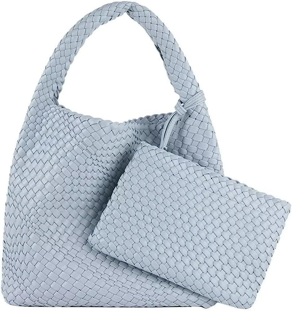 Women Leather Woven Tote Travel Handbag Shopper Bag Fashion Shoulder Top-handle Bag Large Capacit... | Amazon (US)