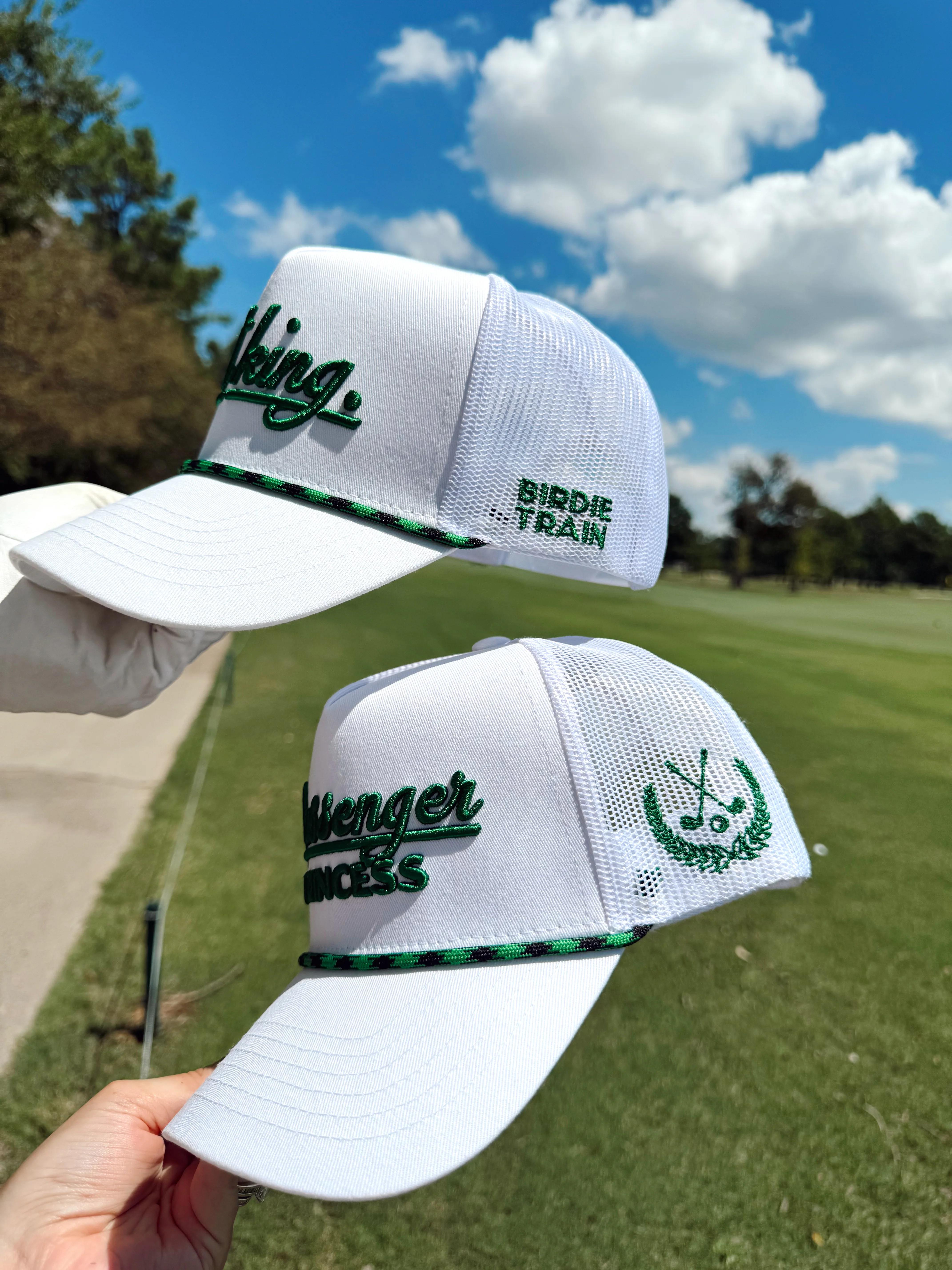 Couples Golf Hat - White Vintage Trucker Hat | KenzKustomz