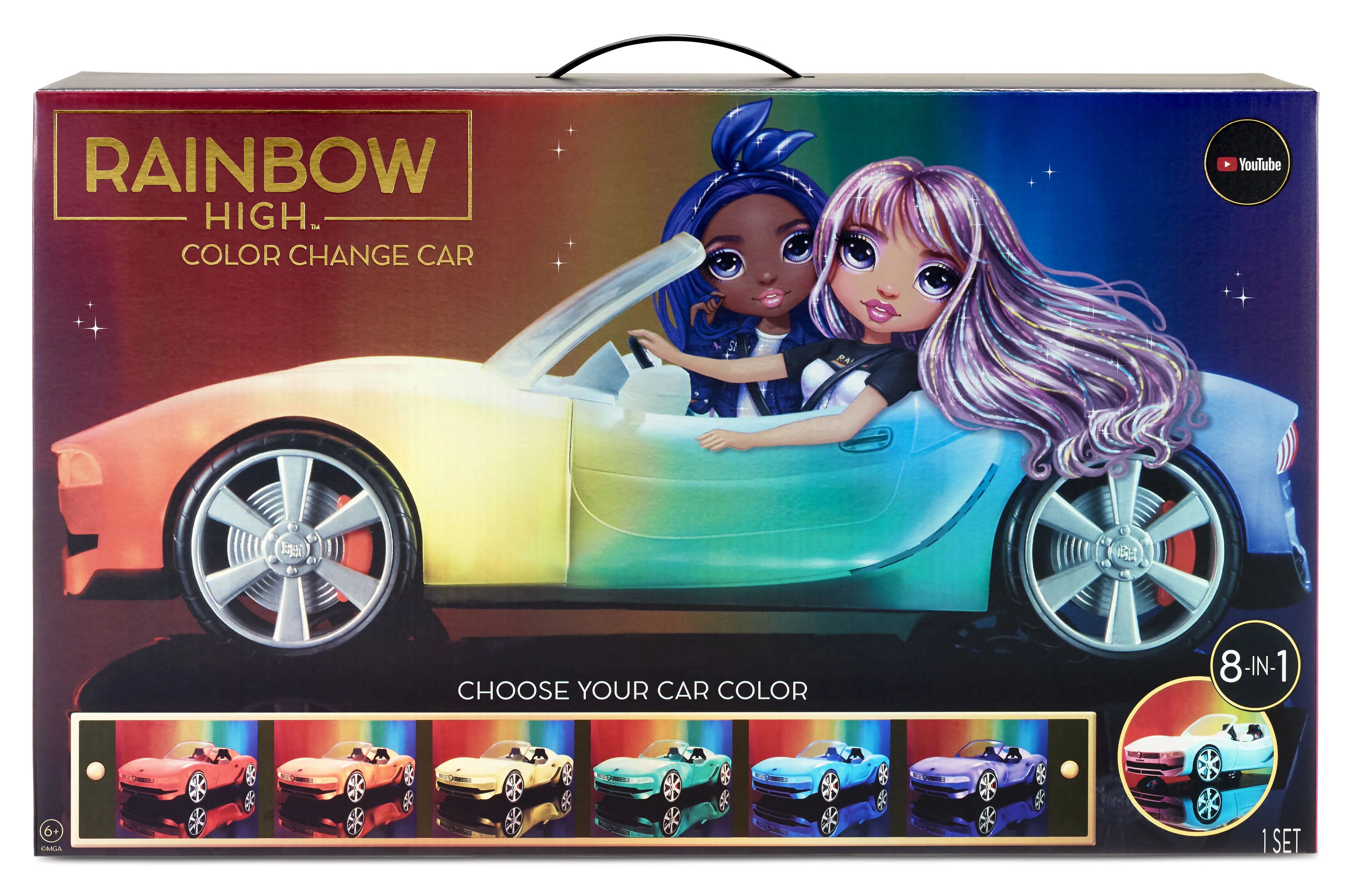 Rainbow High Color Change Car - Convertible Vehicle, 8-in-1 Light-Up, Multicolor, Fits 2 Fashion ... | Walmart (US)
