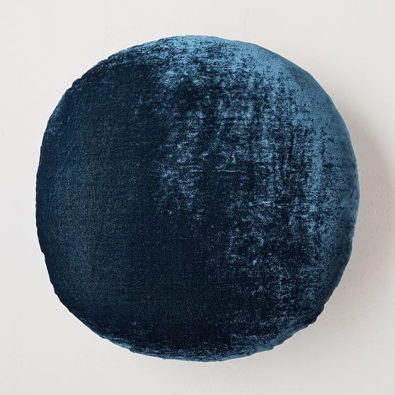 Round Lush Velvet Pillow, Regal Blue | West Elm (US)