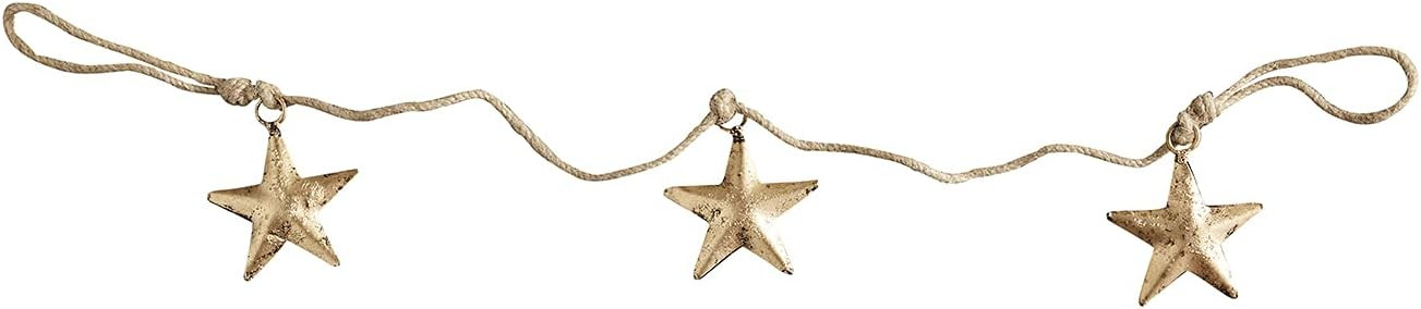 47th & Main Holiday Jute Garland, 24" Long 3-Star, Golden | Amazon (US)