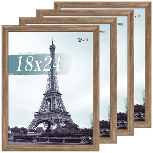 VCK 18x24 Poster Frame Set of 4 - Walnut, Gallery-Quality Wood Picture Frames, 1.1-Inch Wide Border, Polished Plexiglass, Vertical or Horizontal Wall Display for Photo/Art/Prints, Walnut | Amazon (US)