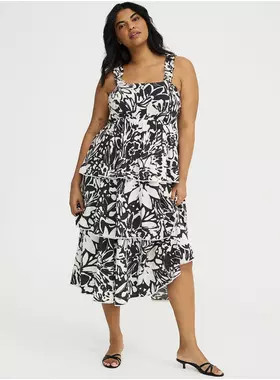 Ruffle Strap Tiered Midi Dress | Torrid (US & Canada)