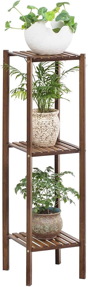 COPREE Bamboo Utility 3 Tier Plant Stand Rack Multiple Flower Pot Holder Shelf Indoor Outdoor Pla... | Amazon (US)