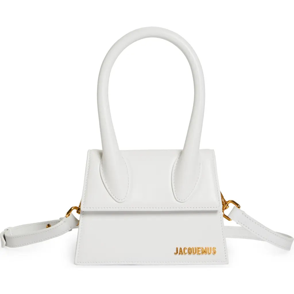 Jacquemus Le Chiquito Moyen Leather Top Handle Bag in White at Nordstrom | Nordstrom