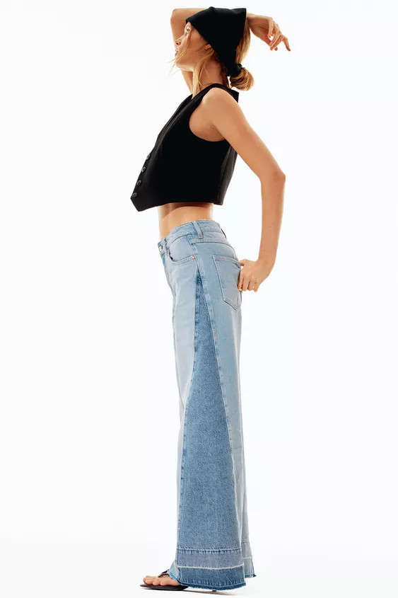 Z1975 WIDE LEG HIGH-WAIST COMBINED JEANS | Zara US