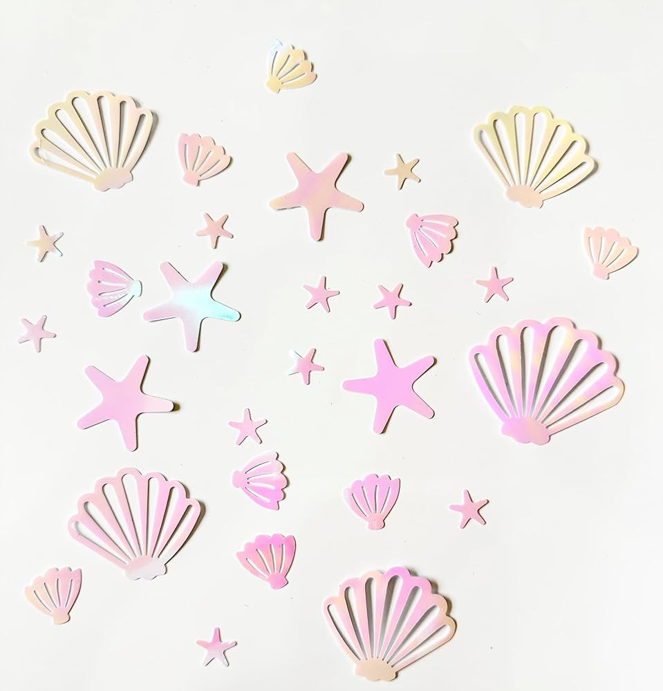 100Pieces Pearl Pink Mermaid Seashell Party Glitter PVC Confetti Seashell Pearls Birthday Decorat... | Amazon (US)