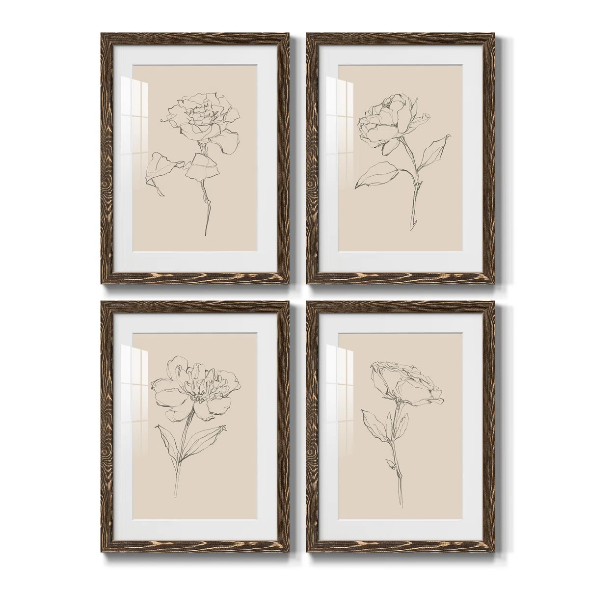 " Floral Contour Study I " 4 - Pieces Painting Print | Wayfair North America