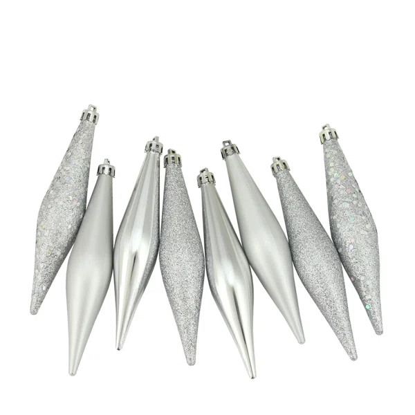 8 Piece Shatterproof 4-Finish Finial Drop Christmas Ornament Set | Wayfair North America