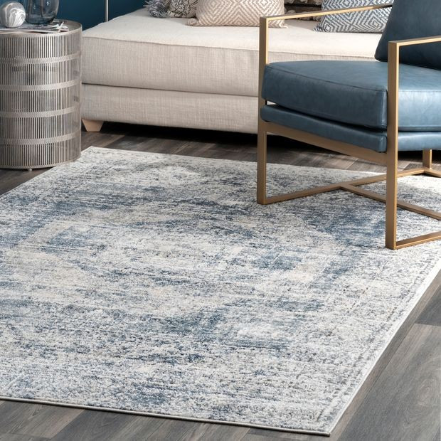 Blue Barbed Iris Medallion 9' x 12' Area Rug | Rugs USA