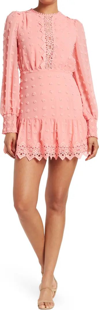 Rina Dotted Chiffon Lace Trim Dress | Nordstrom Rack