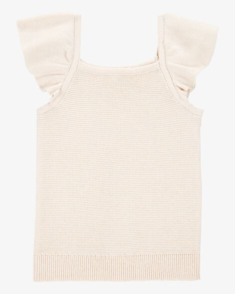 Toddler Girl Flutter-Sleeve Rib Tank - White | Carter's Inc