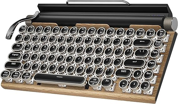 Retro Typewriter Wireless Mechanical Gaming Keyboard, Bluetooth 5.0 Office Computer Vintage Keybo... | Amazon (US)
