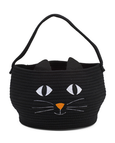 Black Cat With Ears Top Handle Bin | TJ Maxx