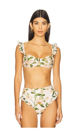Agua by Agua Bendita Kiwi Bikini Top in Orquidea in Cream. - size M (also in L, S, XS) | Revolve Clothing (Global)