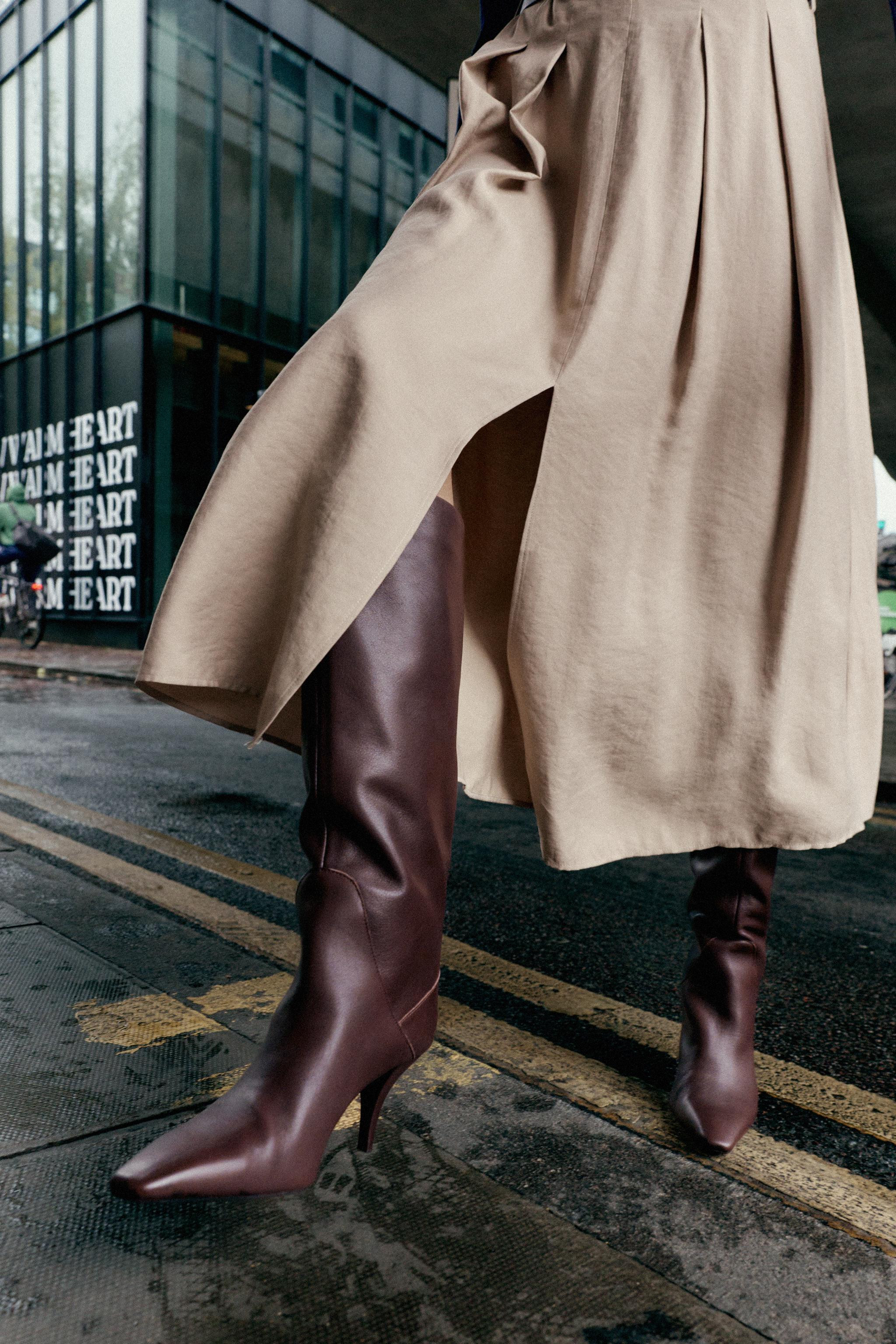 LEATHER HEELED BOOTS | Zara UK