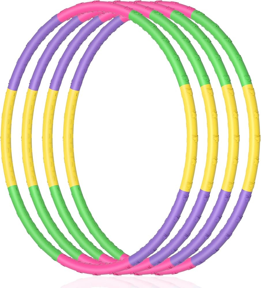 2Buyshop 4 Pack Kids Exercise Hoop for Kids, Size Adjustable & Detachable Length Toy Hoop Plastic... | Amazon (US)