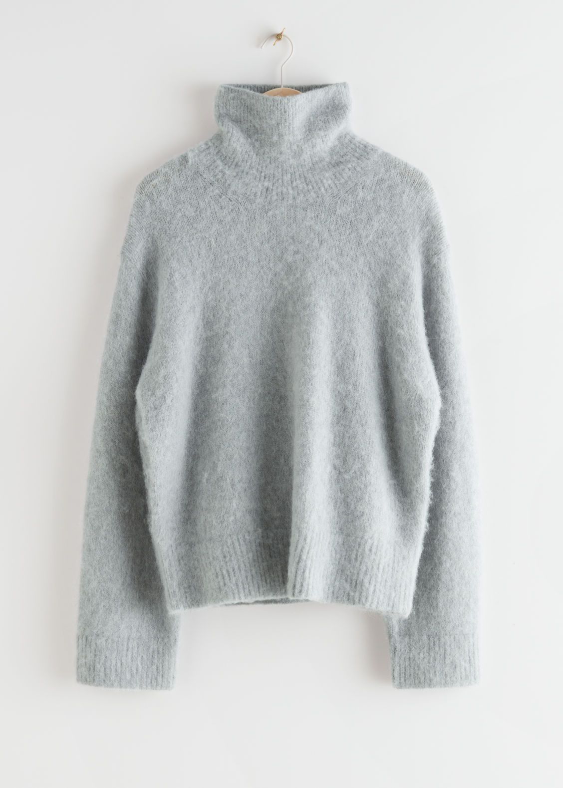 Oversized Alpaca Blend Turtleneck Knit Sweater - Grey | & Other Stories US