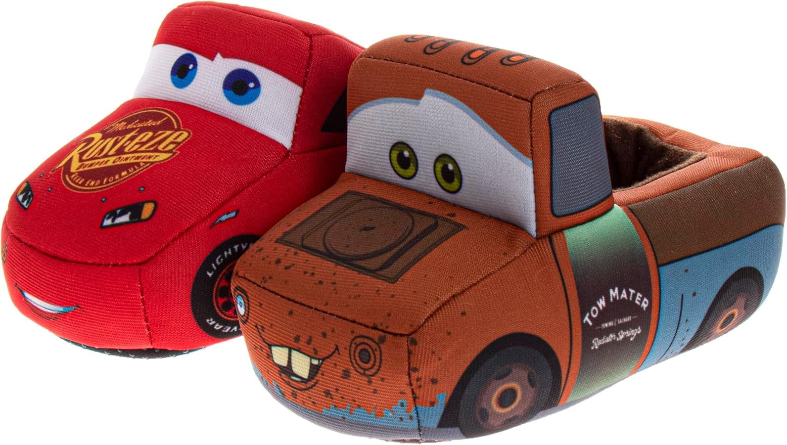 Disney Cars Slippers for Boys Lightning McQueen and Tow Mater Slipper Fuzzy House Sandals For Tod... | Amazon (US)