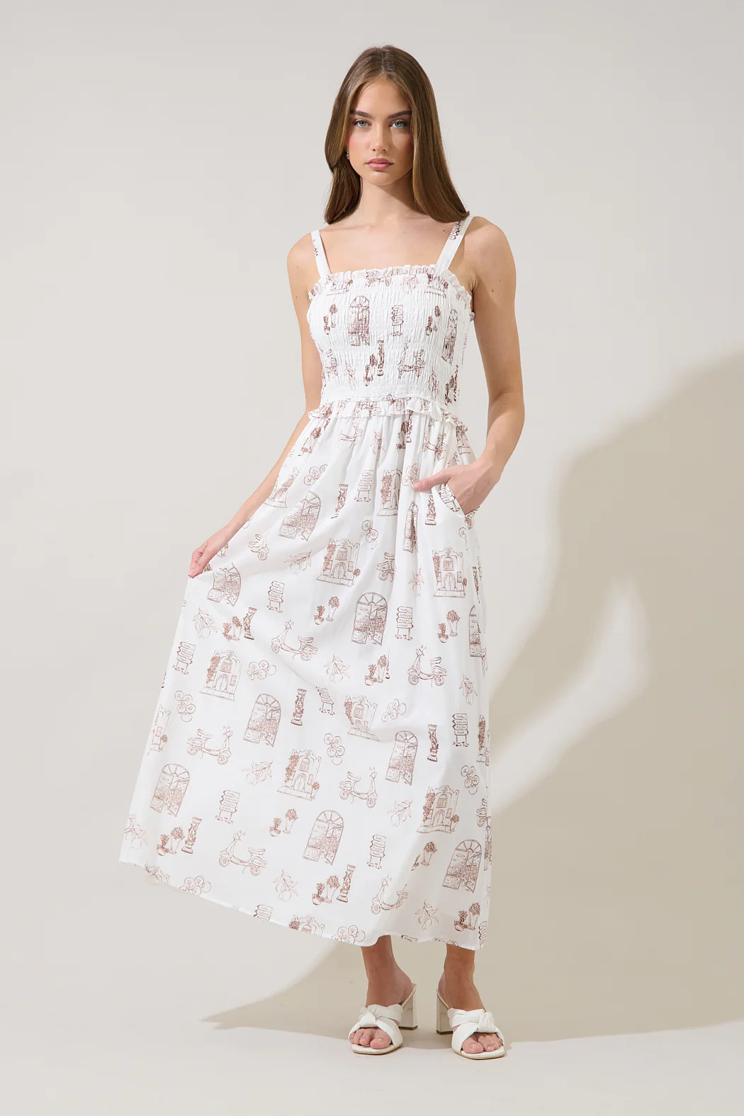 Riela Smocked Maxi Dress Toile | Sugarlips