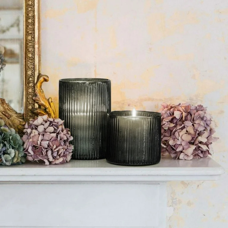 Better Homes and Gardens Glass Pillar Candle Holder Hurricane Large Smoke | Walmart (US)