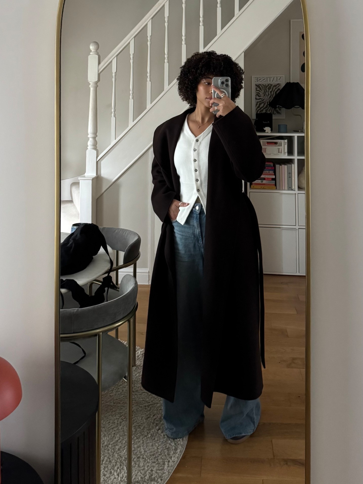 This brown wool coat just works with everything 