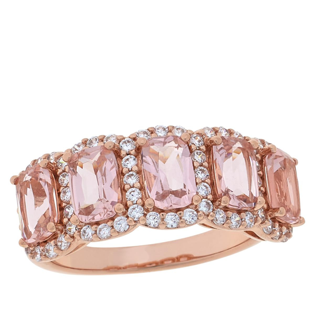 Radiance by Absolute™ 5-Stone Cushion Halo Band Ring | HSN