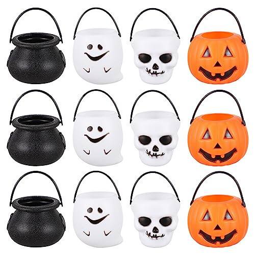 Toyvian 12pcs Halloween Hand Bucket Pumpkin Sweet Holder Halloween Candy Basket Trick or Treat Bucket Portable Candy Container Pumpkin Candy Bucket Ghost Child Plastic Autumn Night Light | Amazon (US)
