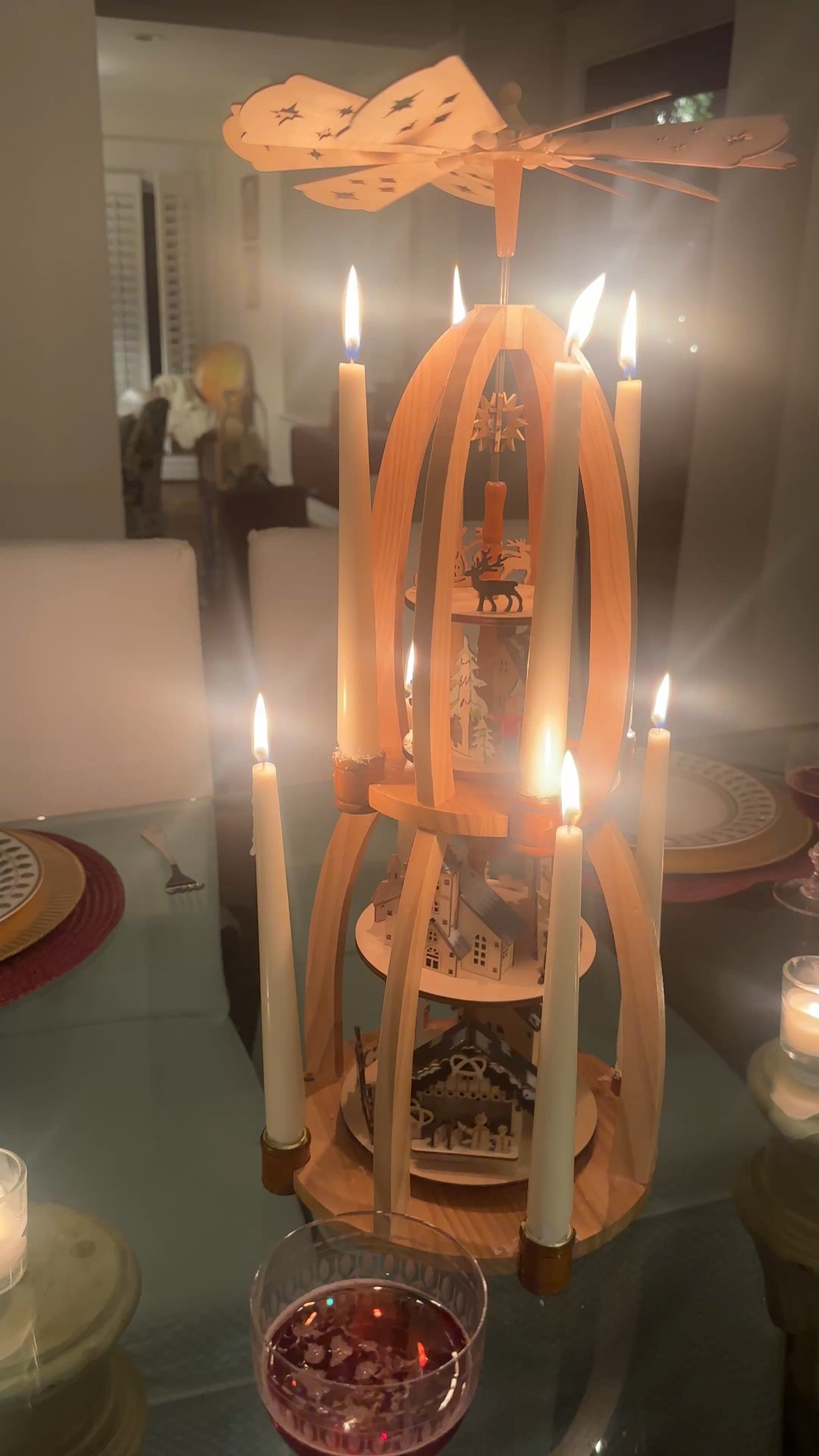 Sparkling apple cider and Christmas pyramid. #traditions 

#LTKHoliday #LTKGiftGuide #LTKdayinmylife