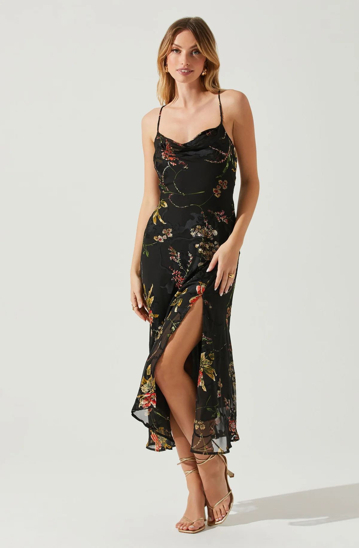 Gaia Floral Burnout Midi Dress | ASTR The Label (US)
