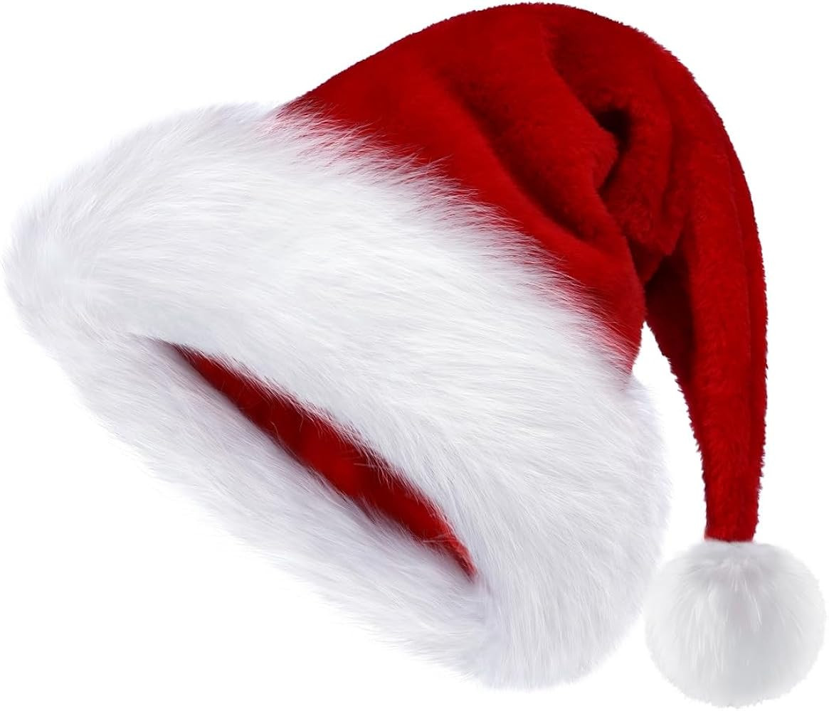 Christmas Hat, Santa Hats for Adults & Kids Red Velvet Comfort Extra Thicken Holiday Xmas Hat for... | Amazon (US)