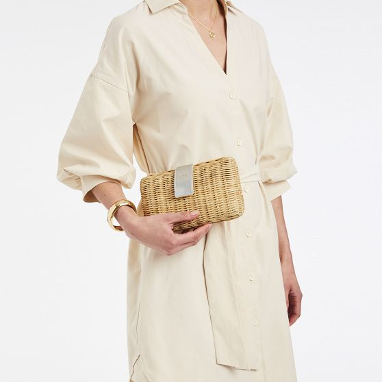 Wicker and Leather Clutch | Mark and Graham