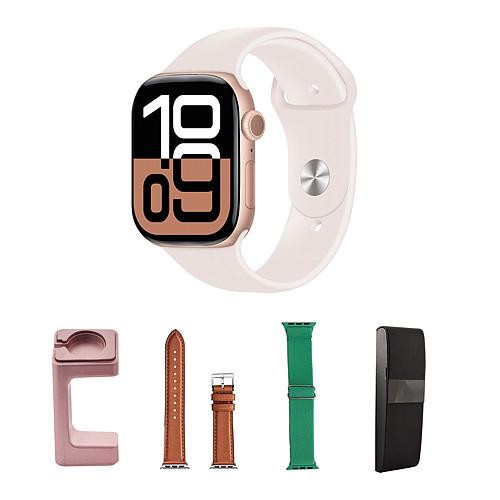 Apple Watch Series 10 46MM Rose Gold Smartwatch with M/L Bands - Brown/Capri | HSN