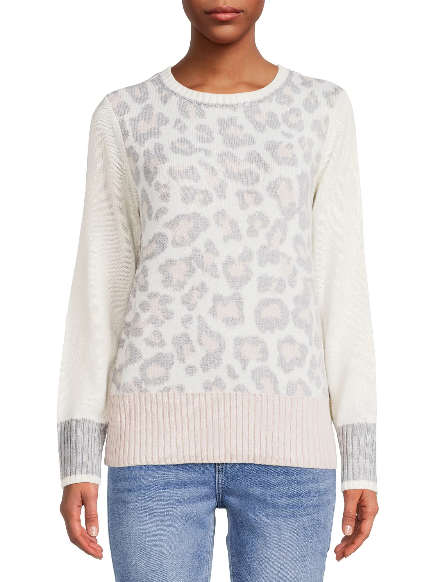 BeachLunchLounge Women's Leopard Pullover Sweater - Walmart.com | Walmart (US)