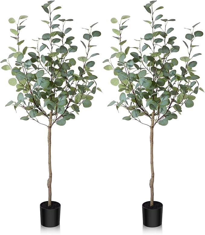 LOMANTO Artificial Eucalyptus Tree 4Ft Fake Eucalyptus Plant in Pot Faux Tree for Home Decor Indo... | Amazon (US)
